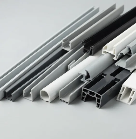 Assorted extruded plastic profiles